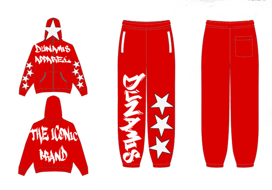 Red five star sweat suit